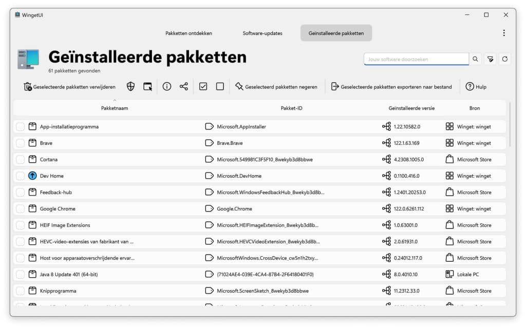 Geinstalleerde pakketten