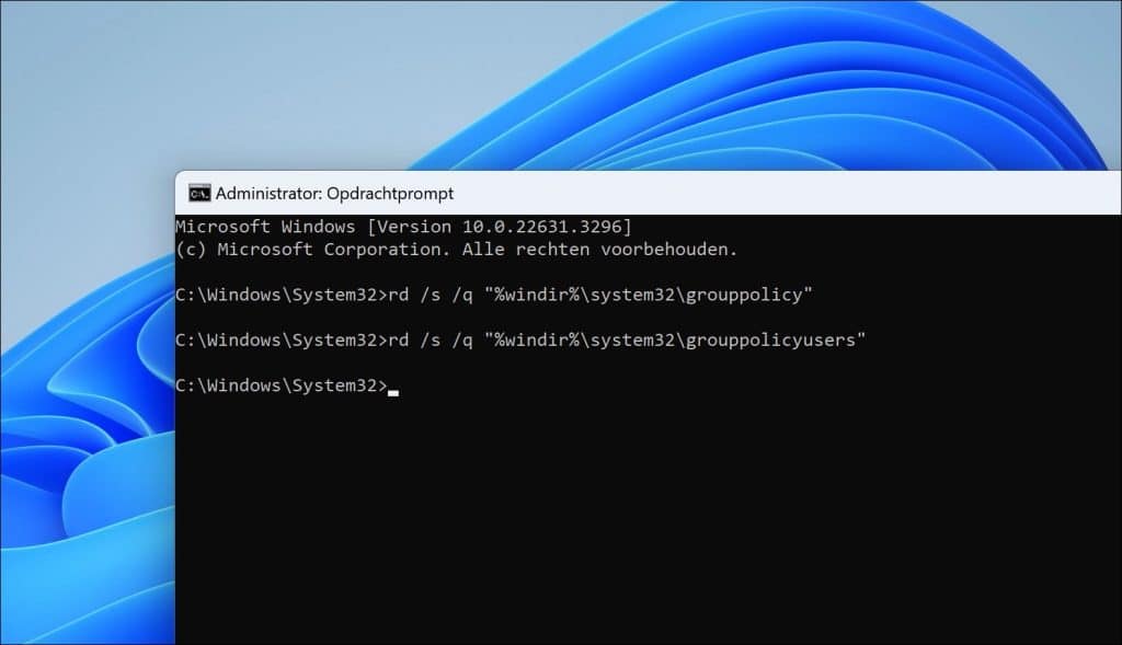 Groepsbeleid instellingen resetten in Windows 11 of 10