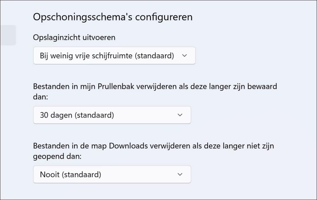 Opschoningschema configureren