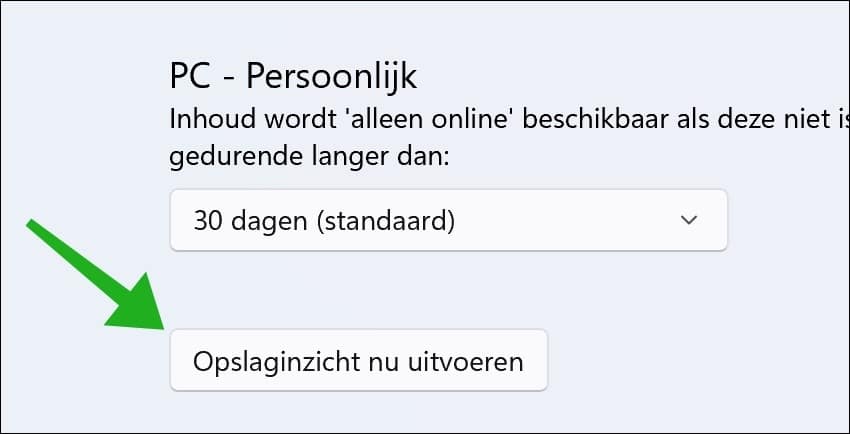 Opslaginzicht uitvoeren