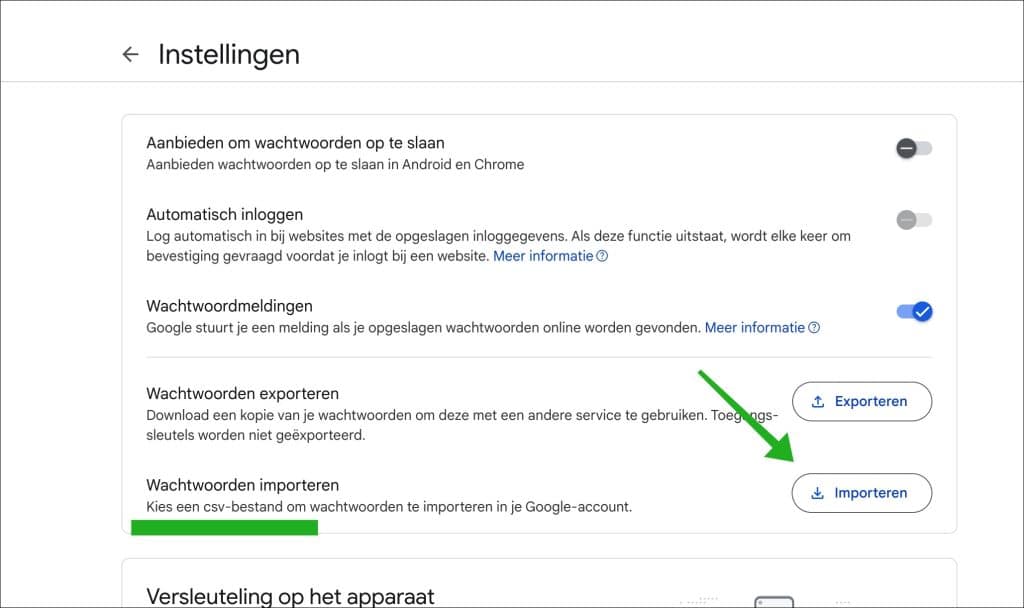 Safari wachtwoorden importeren in Google Chrome browser