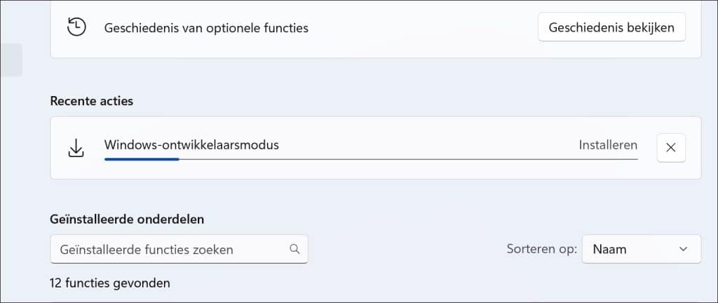 ontwikkelaarsmodus installeren