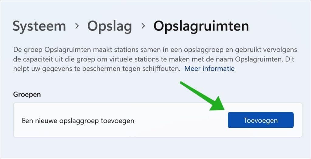 Een nieuwe opslaggroep toevoegen