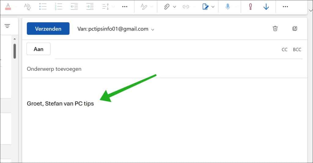 Handtekening in Outlook voor Windows 11