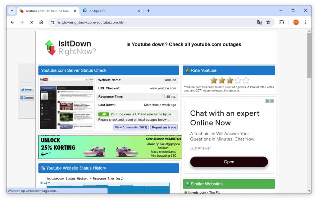 IsItdownrightnow youtube status