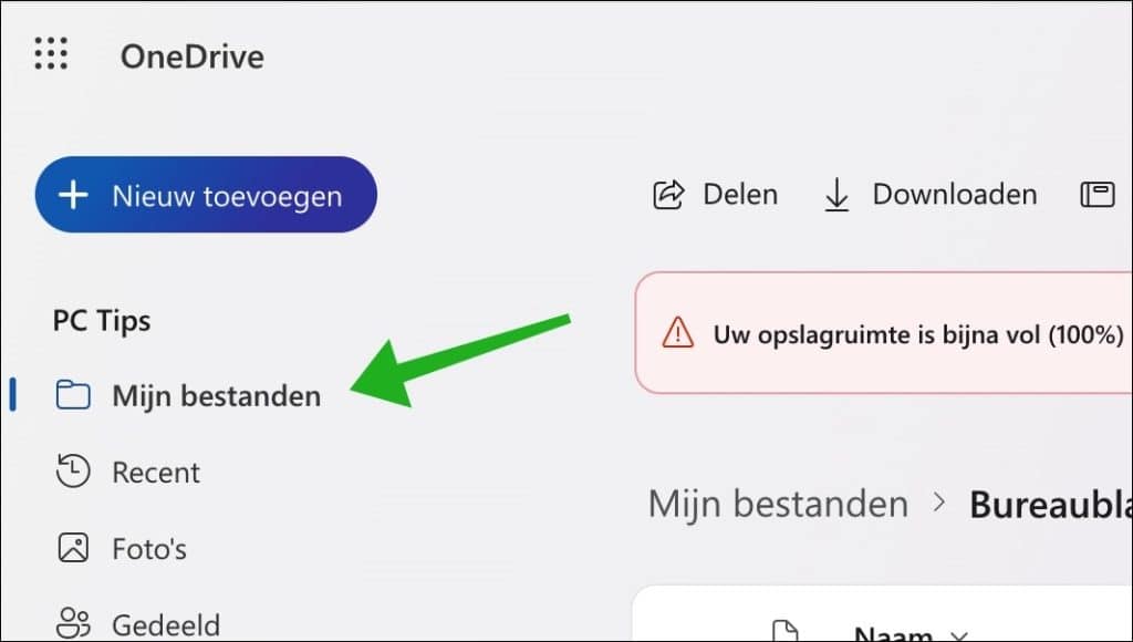 Mijn bestanden in OneDrive