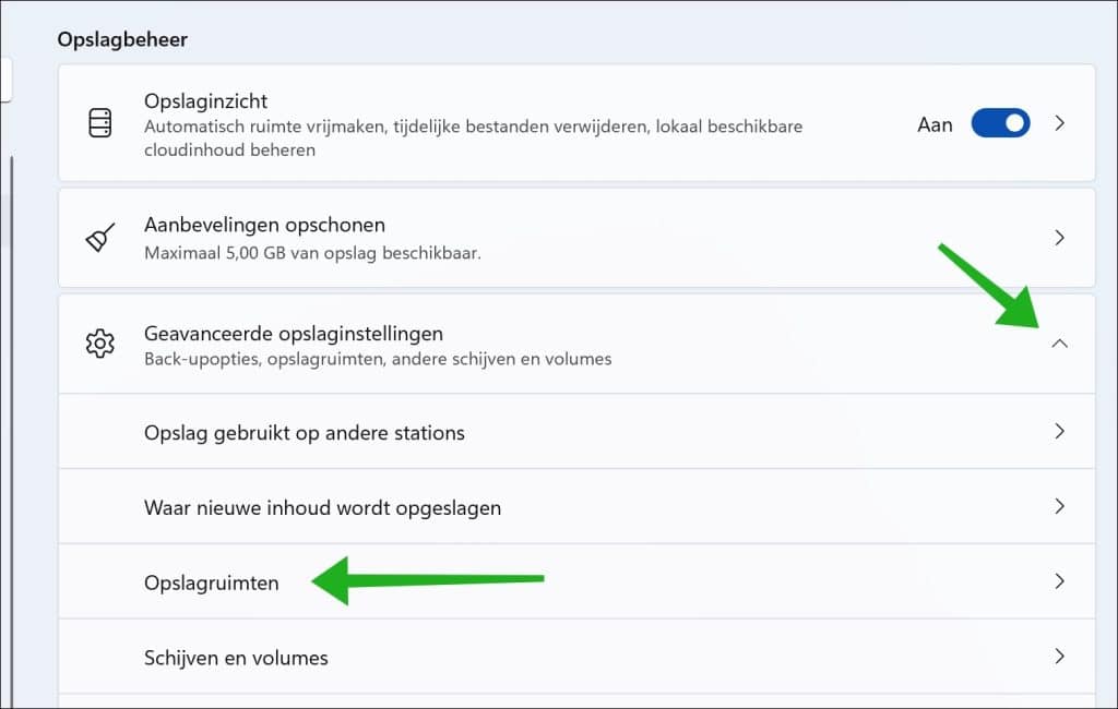 Opslagbeheer in Windows 11