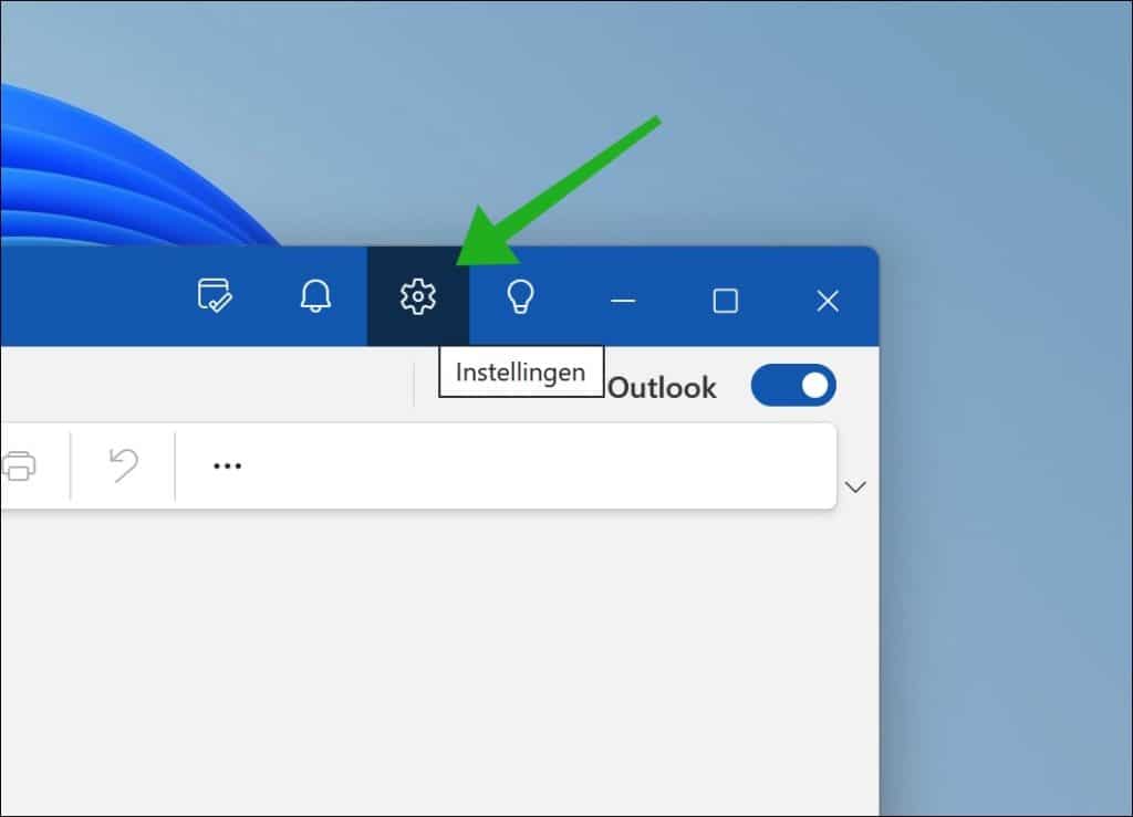 Outlook instellingen openen