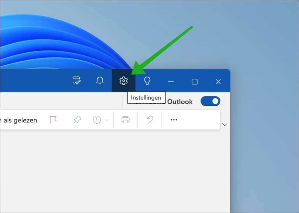 Outlook instellingen openen