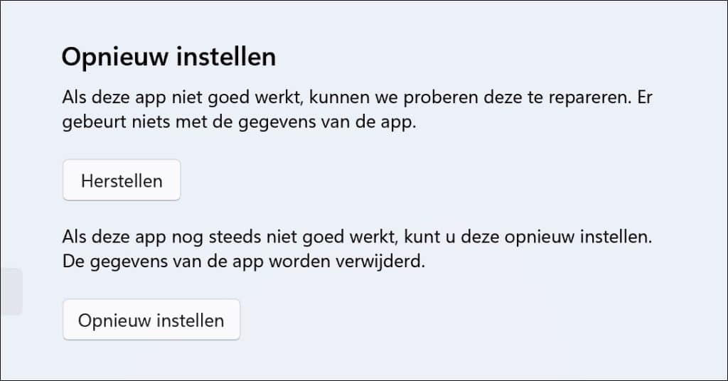 Outlook opnieuw instellen