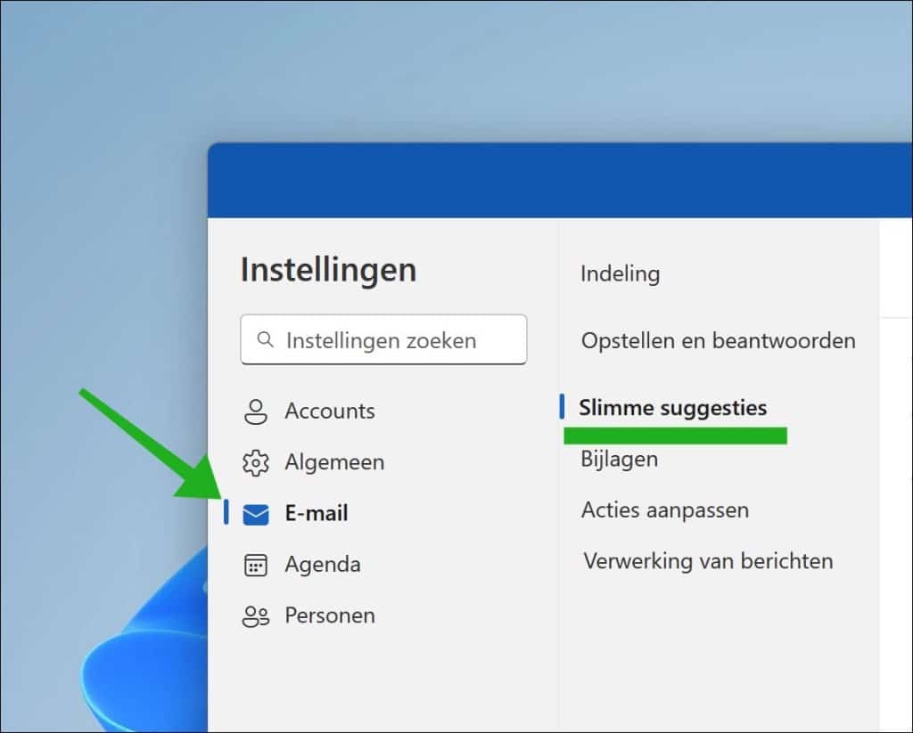 Slimme suggesties in Outlook