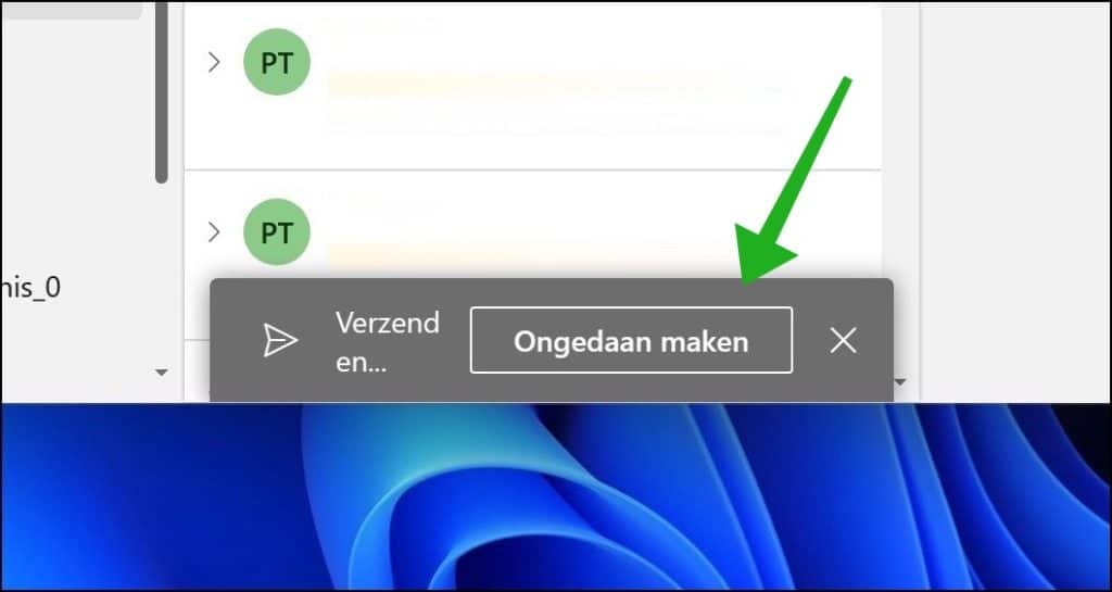 Verzenden ongedaan maken in Outlook voor Windows 11