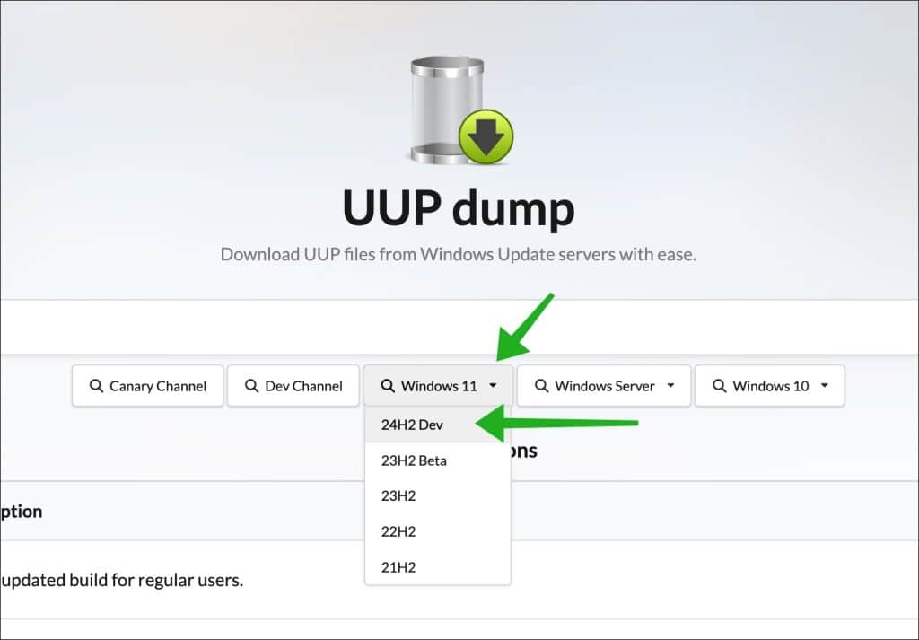 Windows 11 24H2 dev uupdump