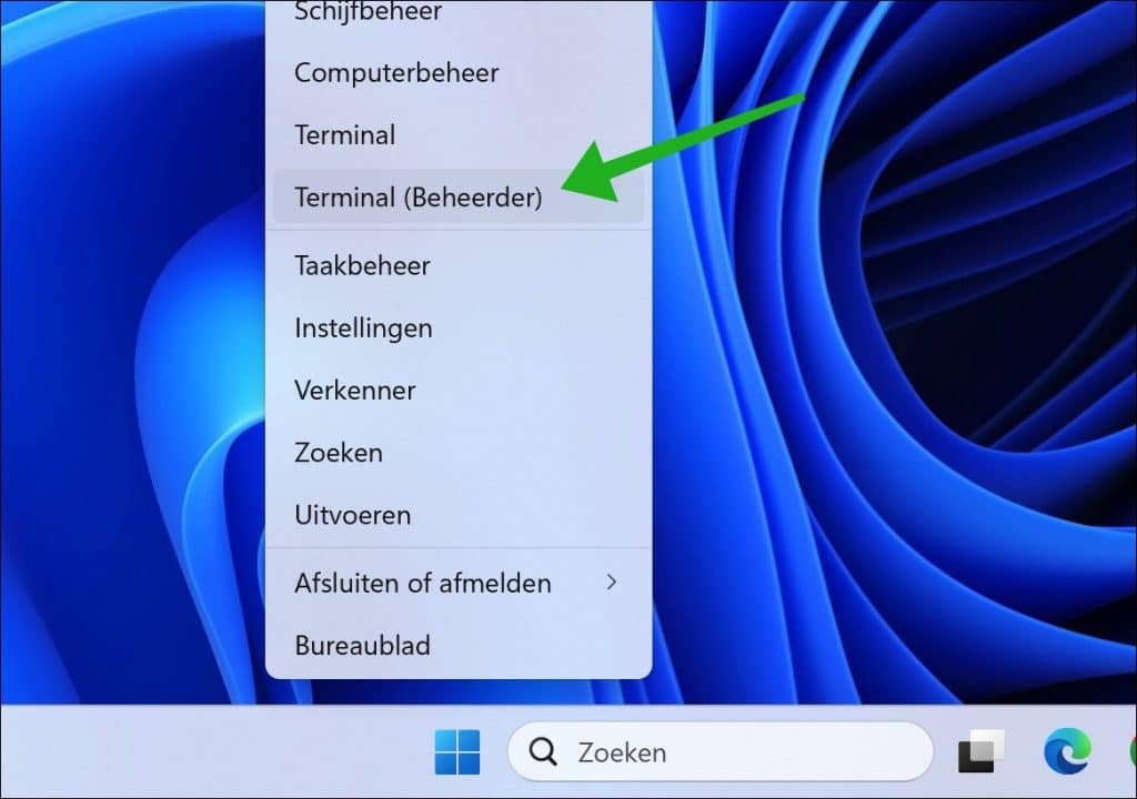 Terminal als beheerder openen