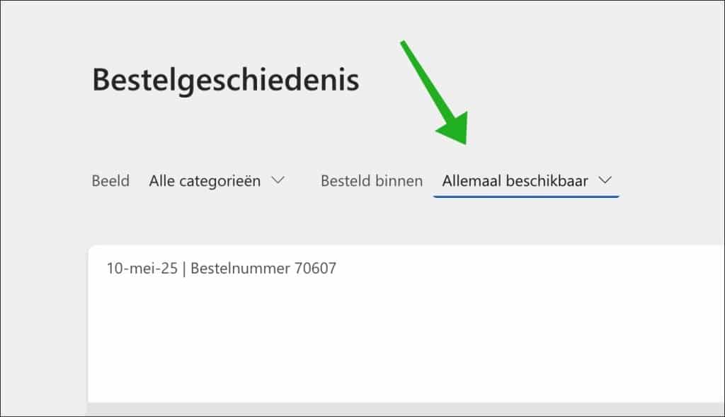 Bestelgeschiedenis