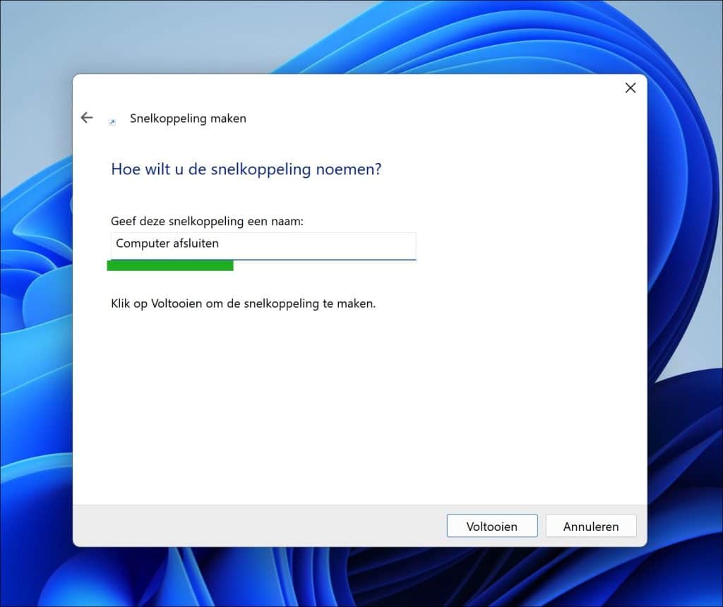 Computer afsluiten snelkoppeling