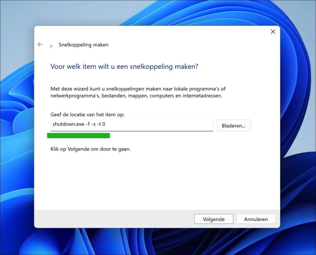 Geef de locatie van het item op
