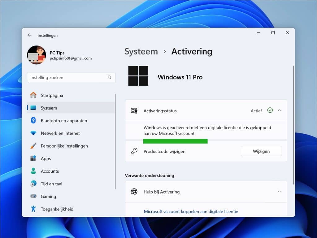 Windows is geactiveerd met een digitale licentie