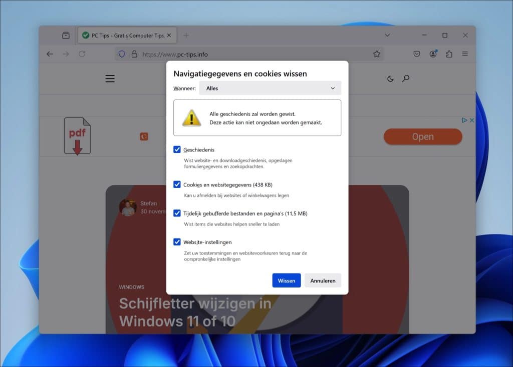 Zoekgeschiedenis verwijderen uit firefox