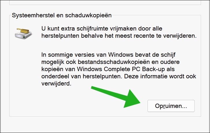 Herstelpunten opruimen behalve de nieuwste