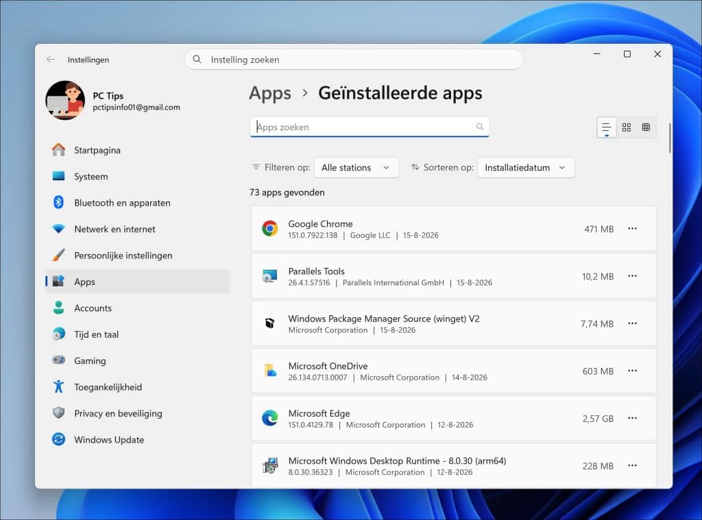 Onnodige software verwijderen