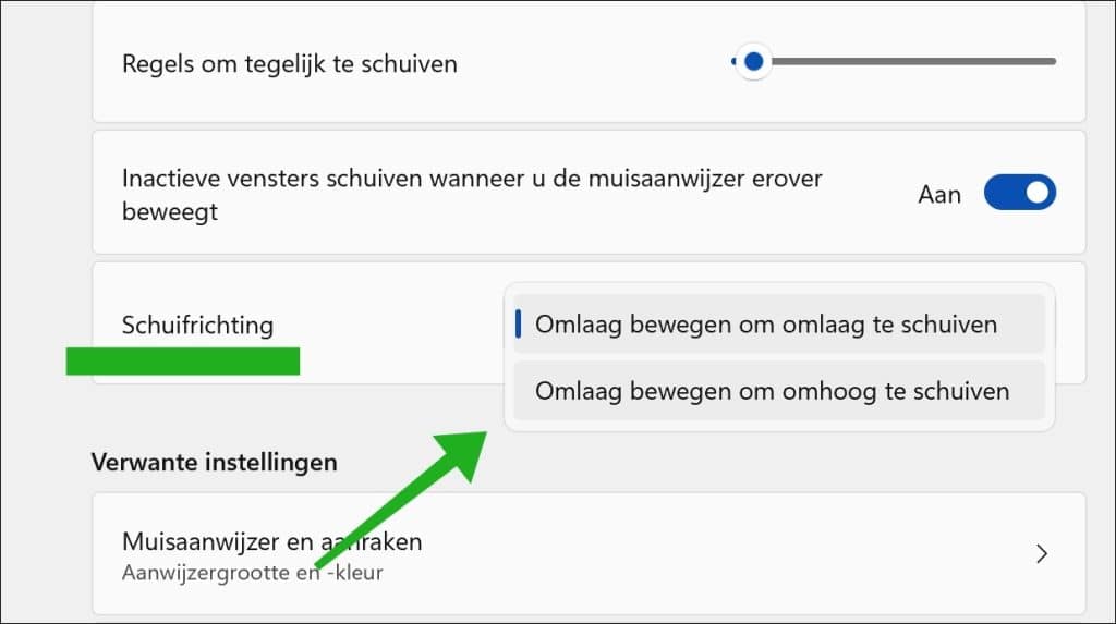 Scrollrichting van muis wijzigen