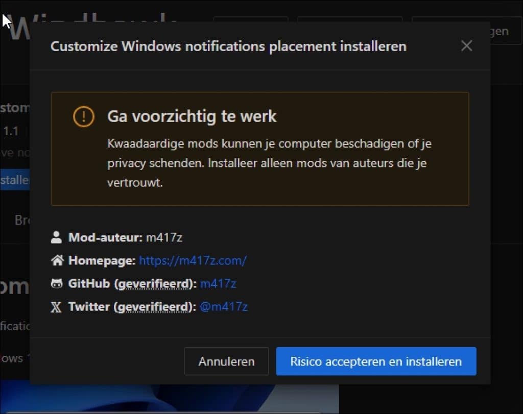 accepteren en installeren