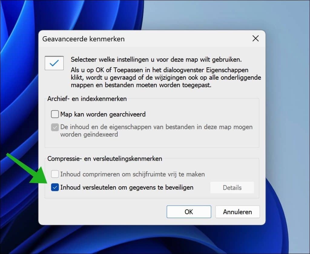 Inhoud versleutelen om gegevens te beveiligen
