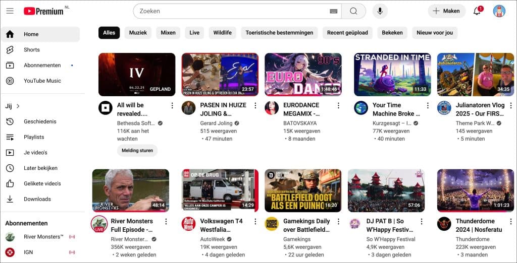 youtube vijf thumbnails die kleiner zijn