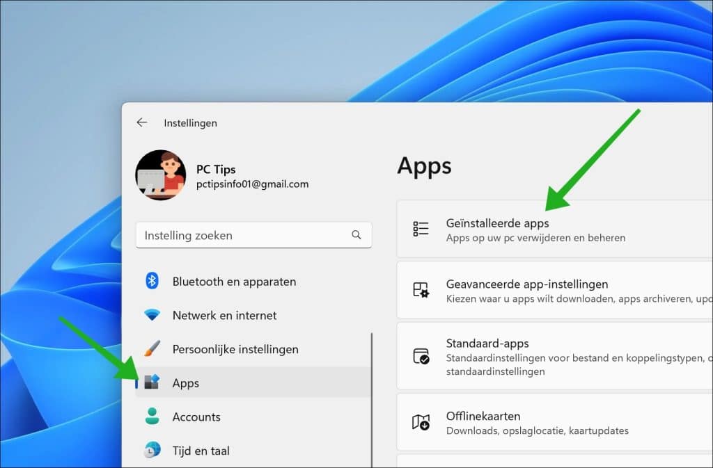 Geinstalleerde apps