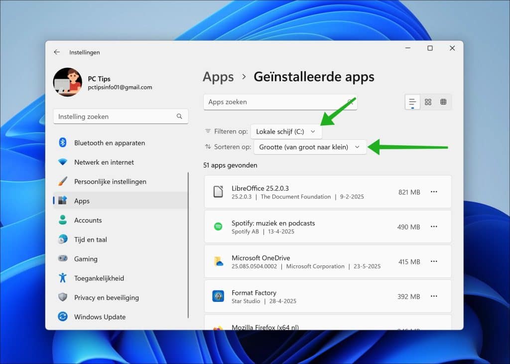 Onnodige geinstalleerde apps verwijderen en hun data