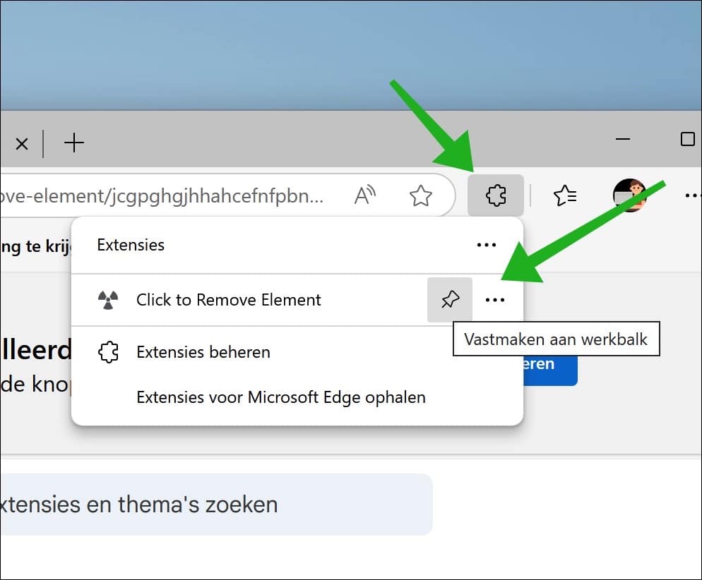 Vastmaken aan werkbalk