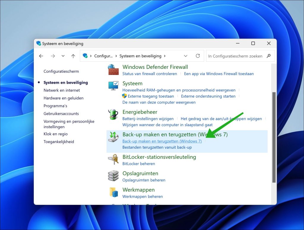 backup terugzetten