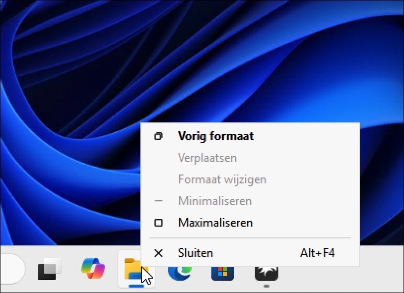 context menu opties zijn aangepast naar de opties zoals deze bekent zijn uit eerdere versie van Windows