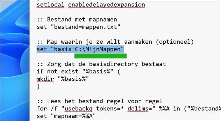 Mappen Program Meerdere mappen aanmaken in Windows