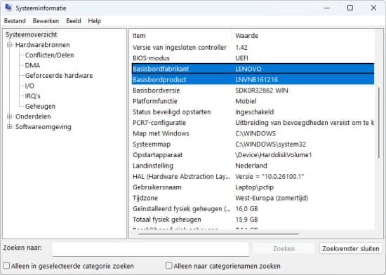 Welk moederbord heeft mijn computer?