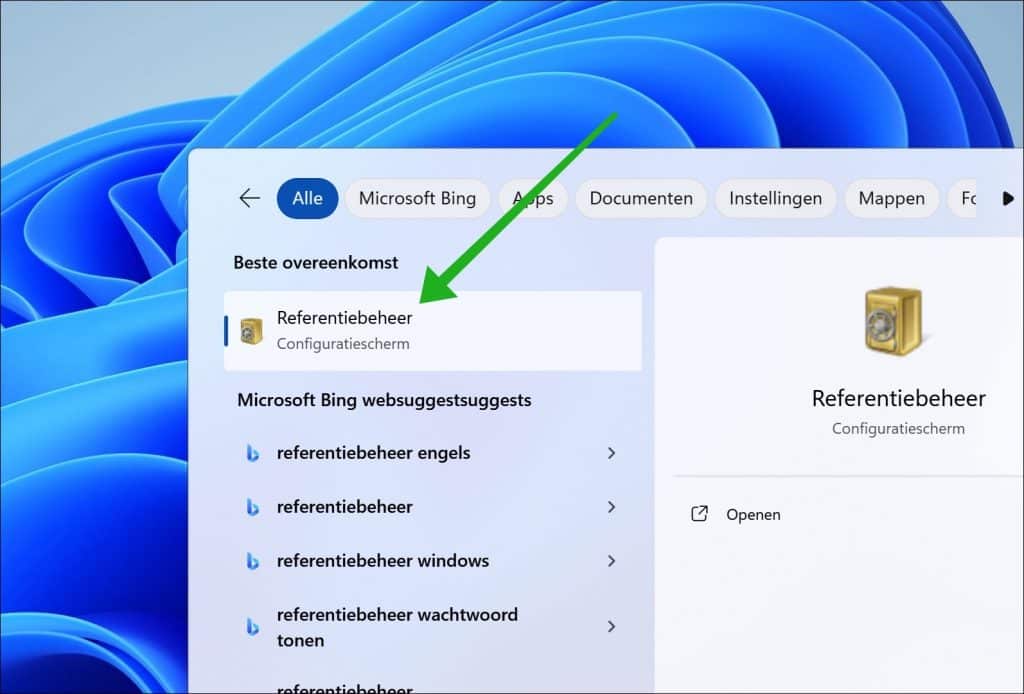Referentiebeheer openen