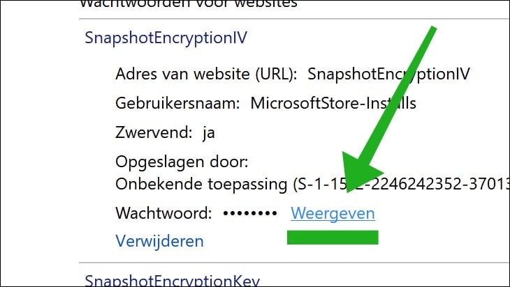 Wachtwoord weergeven
