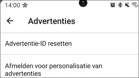 advertentie id resetten