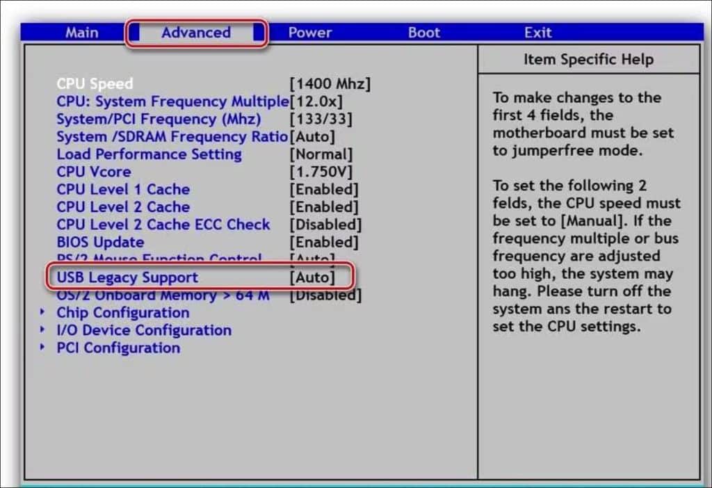 usb ondersteuning inschakelen bios of uefi