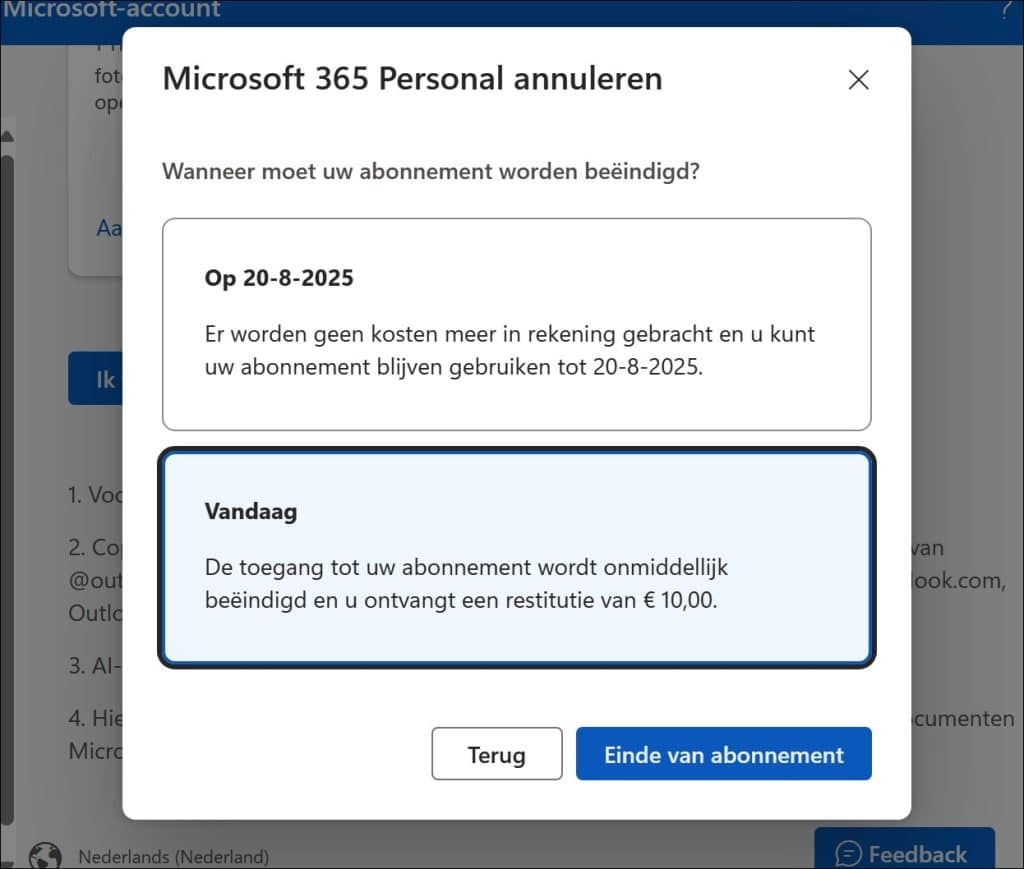 Abonnement opzeggen