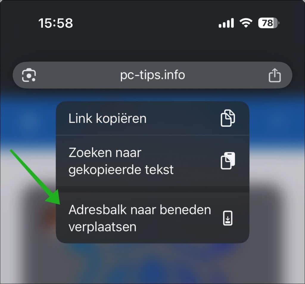 Adresbalk in Google Chrome naar beneden verplaatsen