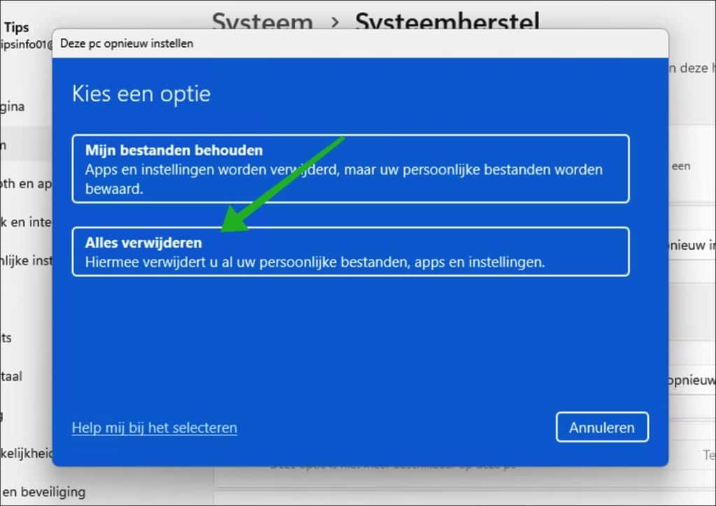 Alles verwijderen