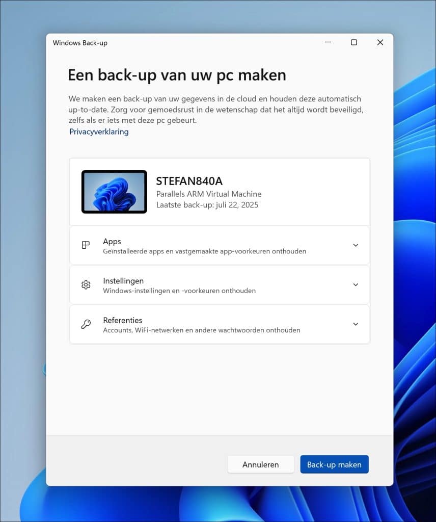 Back-up gegevens