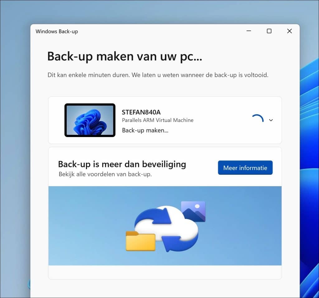 Bezig met back-up maken