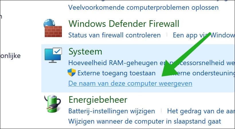 De naam van deze computer weergeven