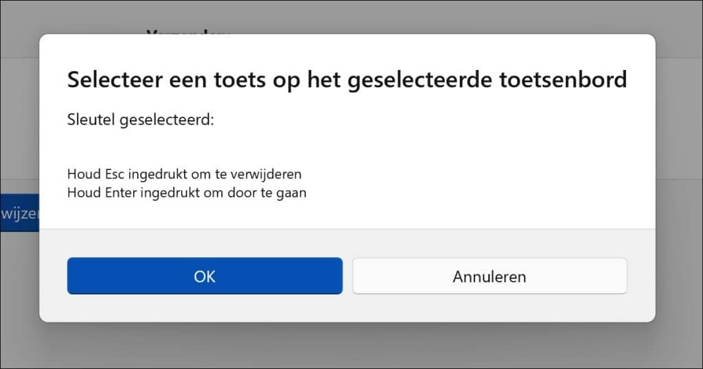 Druk op toets