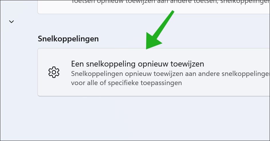 Een snelkoppeling opnieuw toewijzen