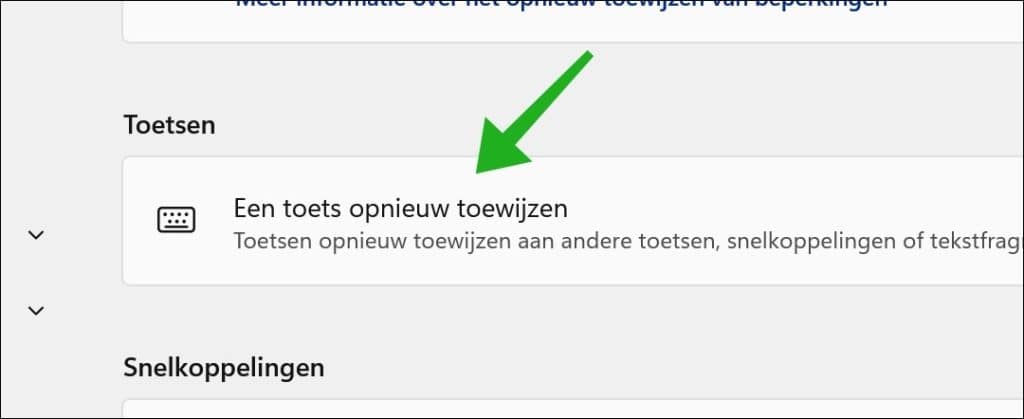Een toets opnieuw toewijzen