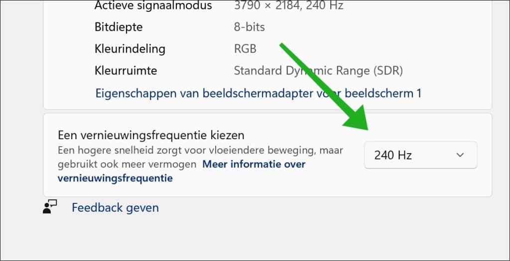 Een vernieuwingsfrequentie kiezen